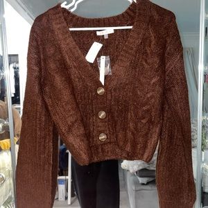 Furry brown cardigan
